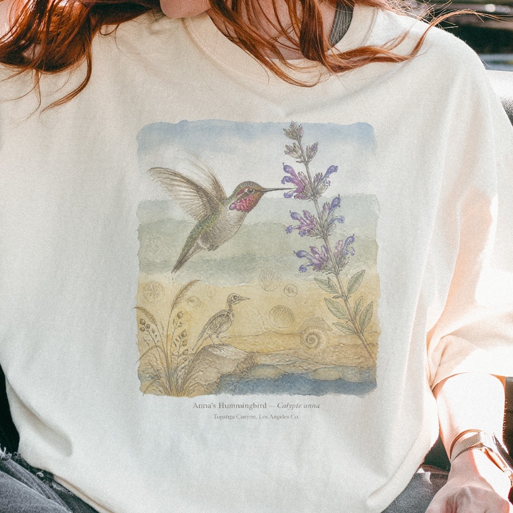 Anna's Hummingbird Hovering Over Fossil Strata Tee
